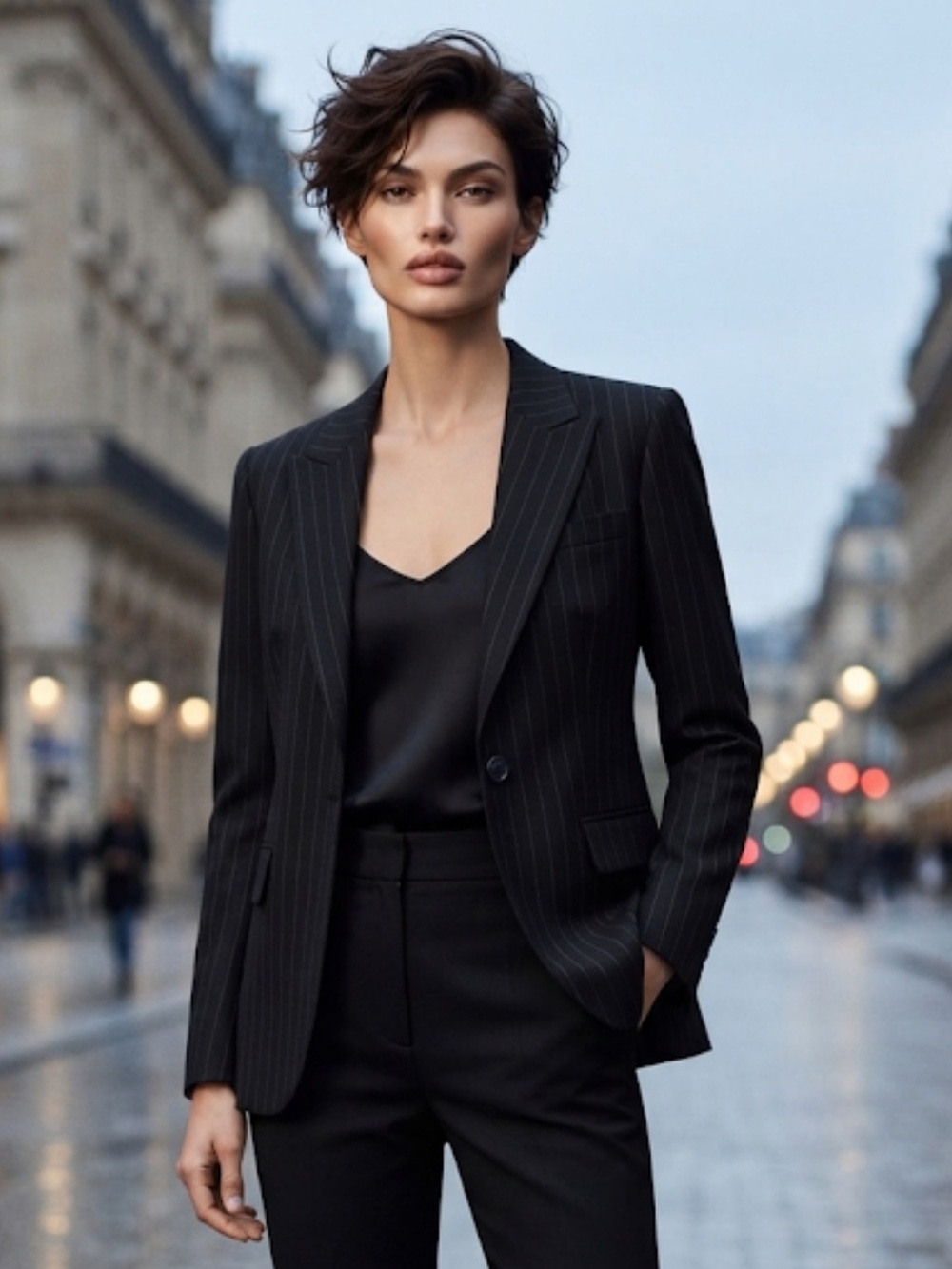 Ann Taylor Black Pinstripe Blazer | Classic Tailored Jacket | Size 4